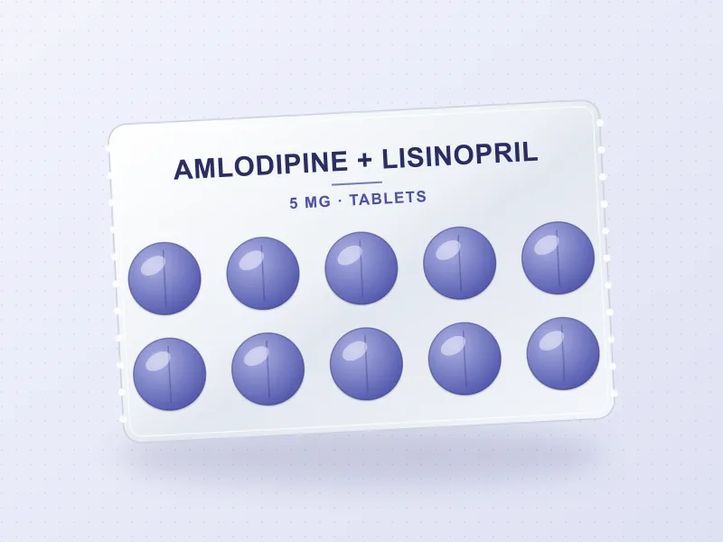Amlodipine 5 mg + Lisinopril 5 mg — tablet pack