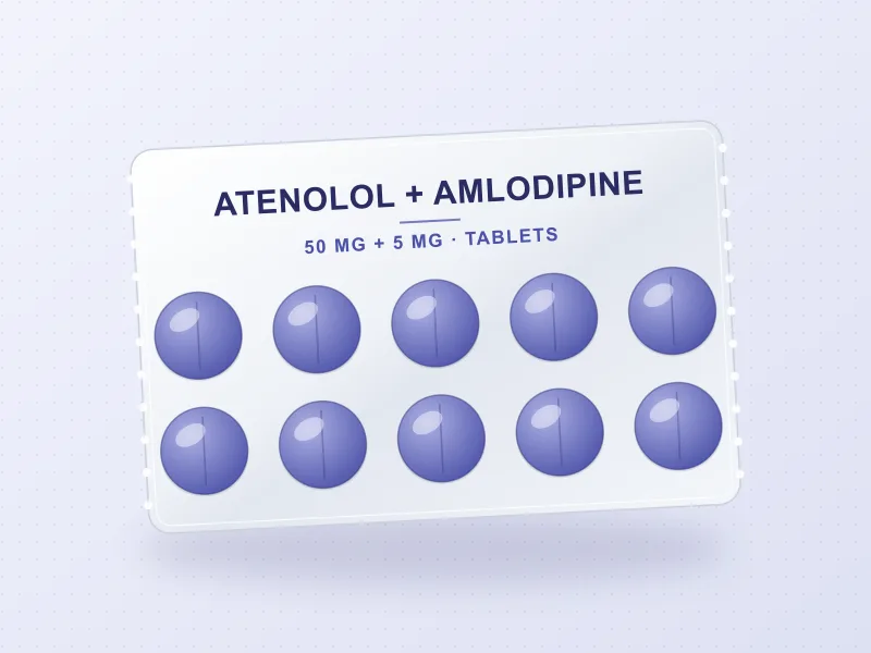 Atenolol 50 mg + Amlodipine 5 mg — tablet pack