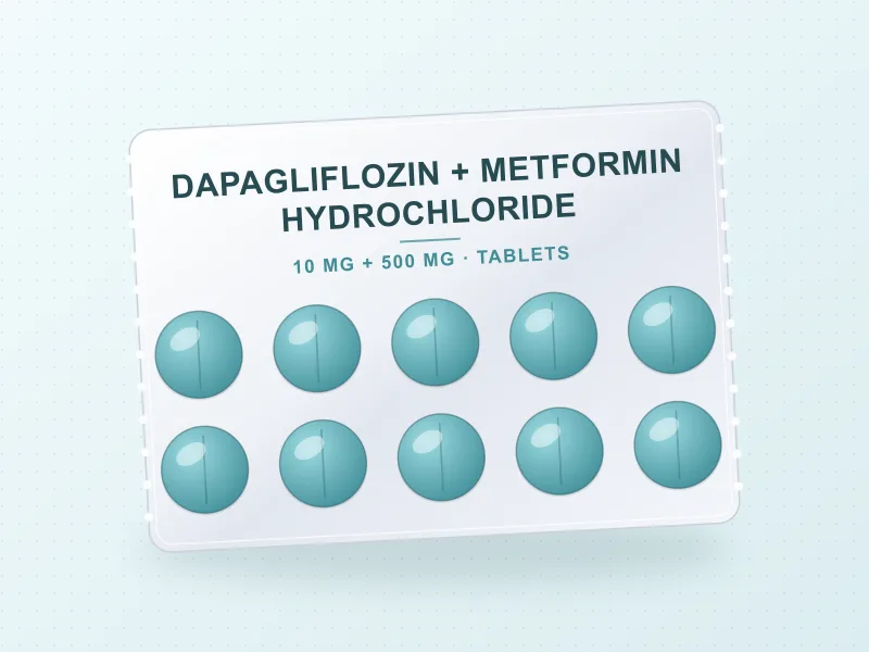 Dapagliflozin 10 mg + Metformin Hydrochloride 500 mg Extended Release — tablet pack