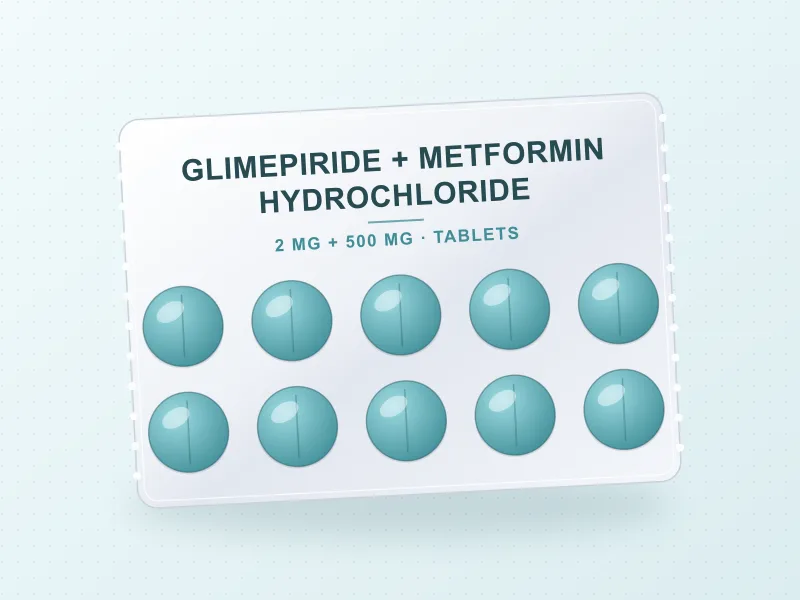 Glimepiride 2 mg + Metformin Hydrochloride 500 mg — tablet pack